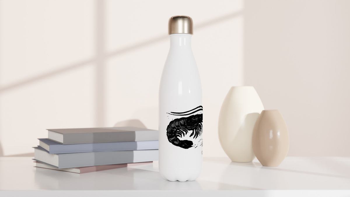 Stainless steel bottle with the linocut “Shrimp” – view 3