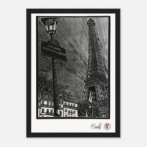 Esplanade, Paris — Framed reproduction, black wooden frame