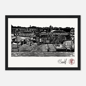 The Domes — Framed reproduction, black wooden frame