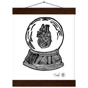Snow Globe — Heart — Poster with wooden hanger 20 × 25 cm