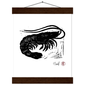 Shrimp — Poster with wooden hanger 20 × 25 cm