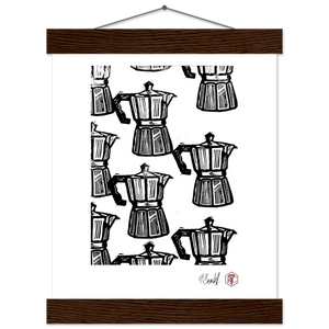 Moka — Poster with wooden hanger 20 × 25 cm