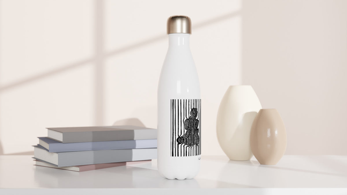 Stainless steel bottle with the linocut “Stripes” – view 3