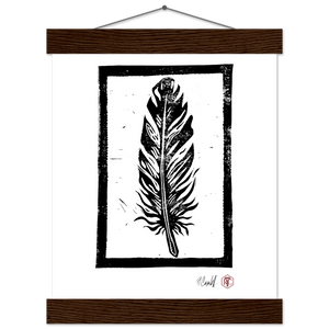 Feather — Poster with wooden hanger 20 × 25 cm