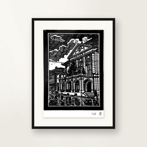 Casino Bern — original linocut A4