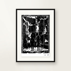 The Window — original linocut A4