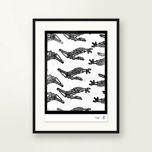 Claws — small-format linocut, hand-printed