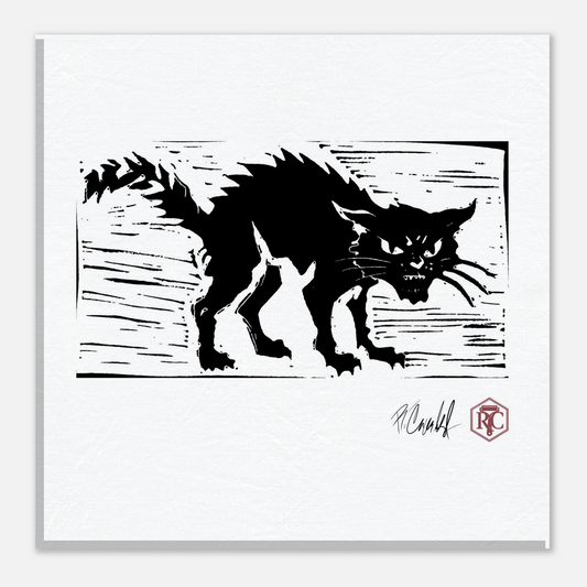 Canvas print 20 × 20 cm with the linocut “Cat” – front view