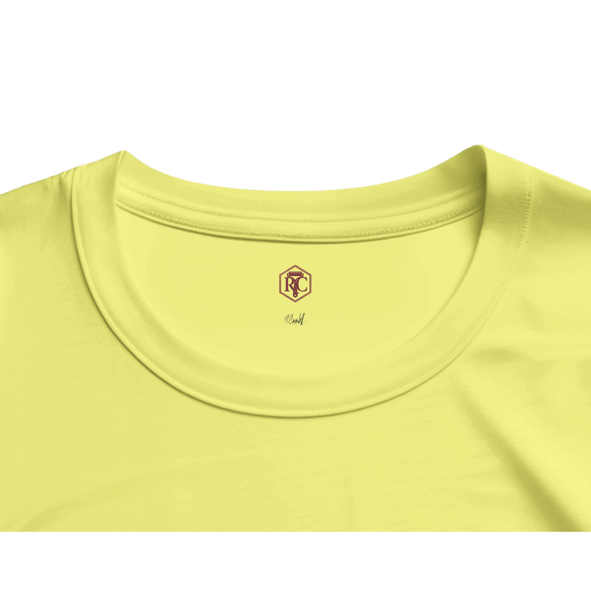 Collar with neck label in the shirt colour – T-shirt “Snow Globe Moka Pot”, light yellow, women’s cut