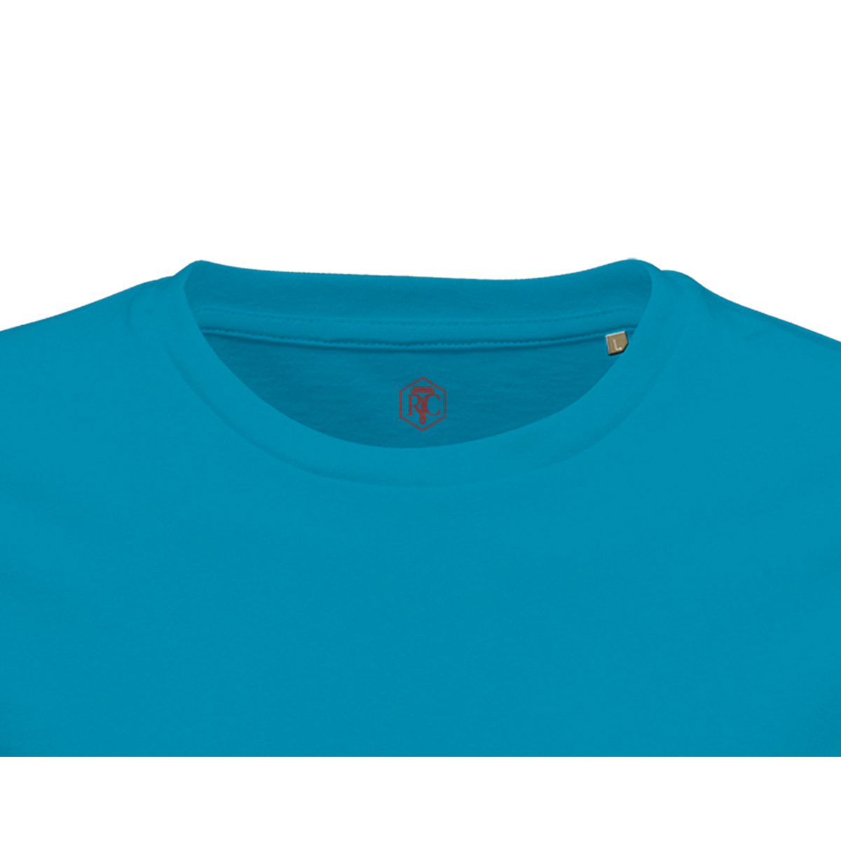 Collar with neck label in the shirt colour – T-shirt “Snow Globe Heart”, aqua, men’s cut