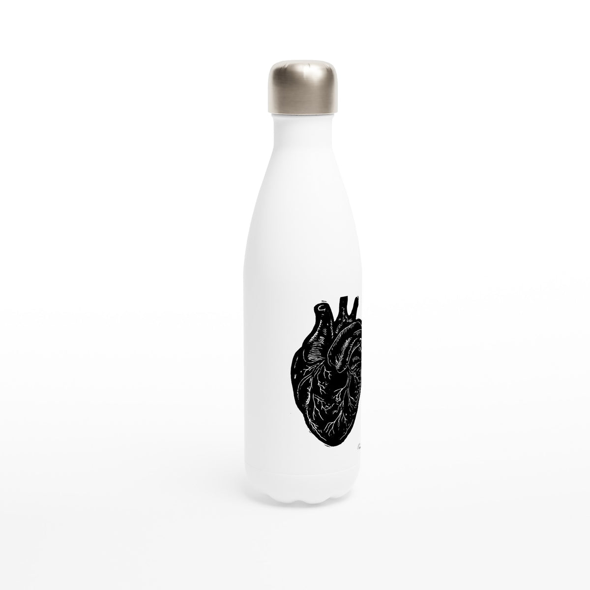 Stainless steel bottle with the linocut “Anatomical Heart” – view 2