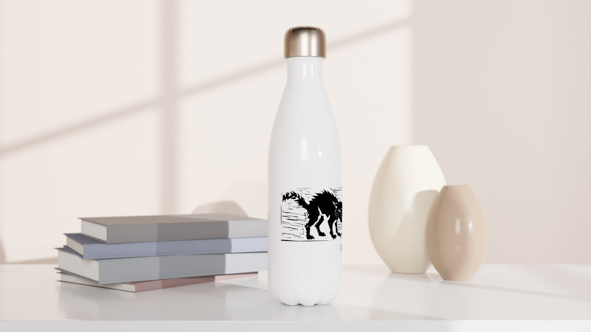Stainless steel bottle with the linocut “Cat” – view 3