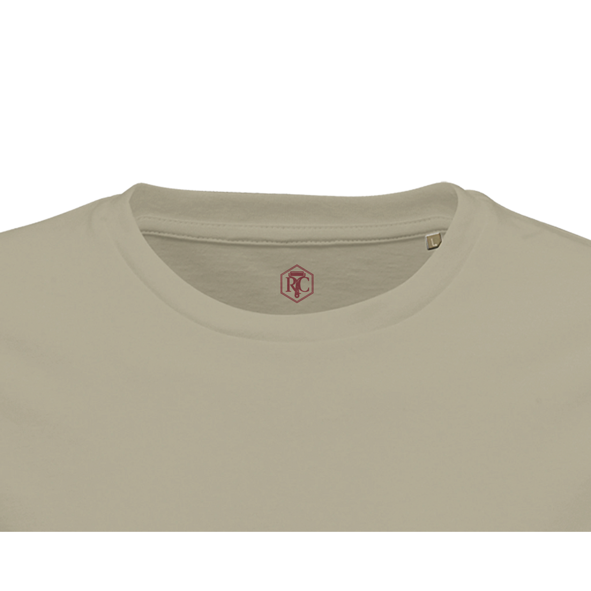 Collar with neck label in the shirt colour – T-shirt “Snow Globe Moka Pot”, sand, men’s cut