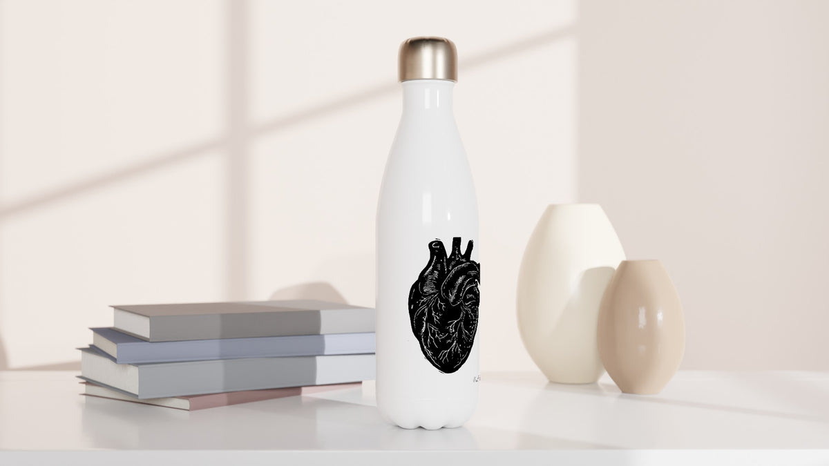Stainless steel bottle with the linocut “Anatomical Heart” – view 3