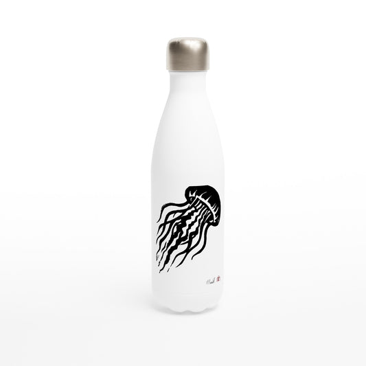 Stainless steel bottle with the linocut “Jellyfish” – view 1