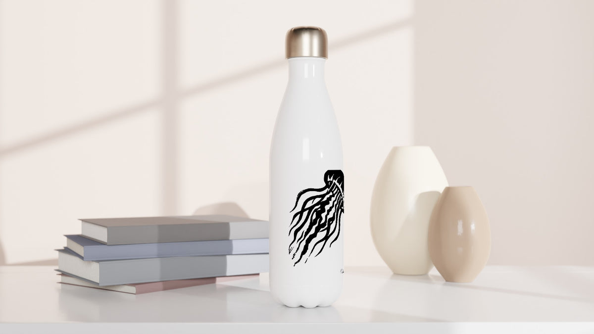 Stainless steel bottle with the linocut “Jellyfish” – view 3