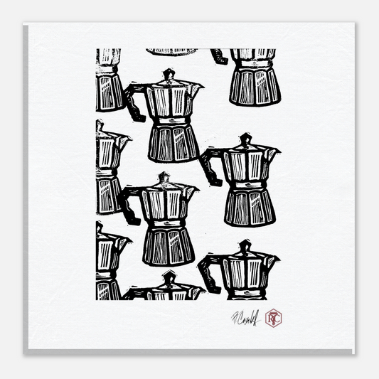 Canvas print 20 × 20 cm with the linocut “Moka” – front view