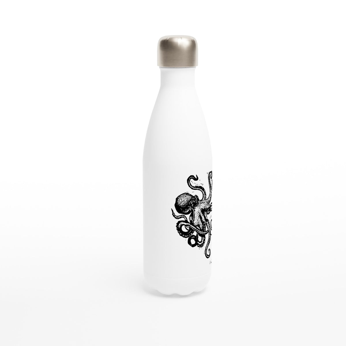 Stainless steel bottle with the linocut “Octopus” – view 2