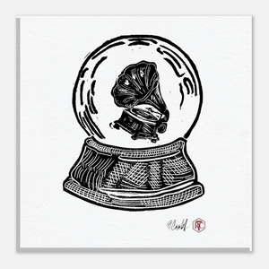 Snow Globe — Gramophone — Canvas print 20 × 20 cm