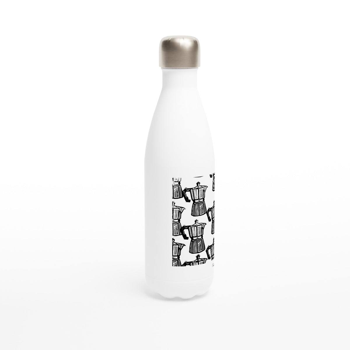 Stainless steel bottle with the linocut “Moka” – view 2