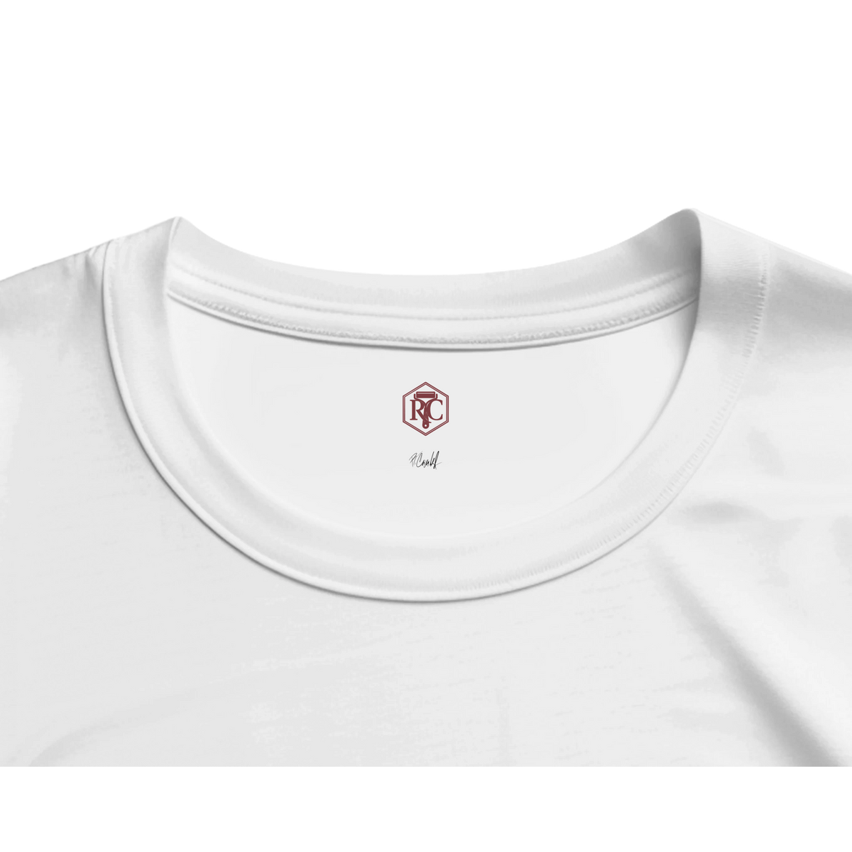 Collar with neck label in the shirt colour – T-shirt “Moka Pot”, white, women’s cut