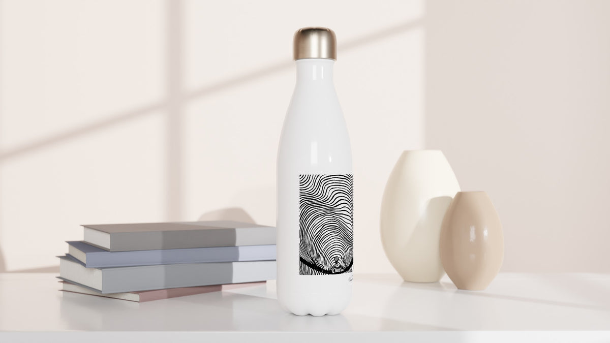 Stainless steel bottle with the linocut “Waves” – view 3