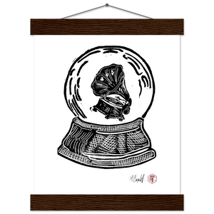 Snow Globe — Gramophone — Poster with wooden hanger 20 × 25 cm