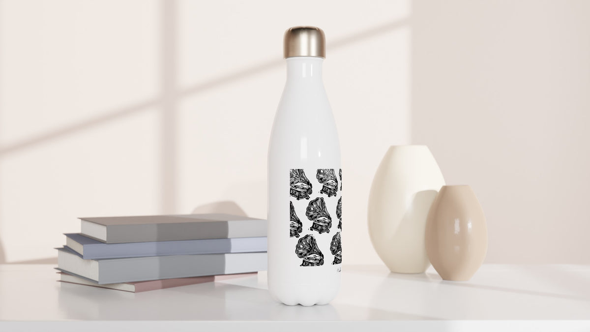 Trinkflasche aus Edelstahl mit Linolschnitt «Grammophone» – Ansicht 3