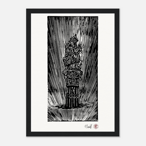 The Fountain, Bern — Framed reproduction, black wooden frame