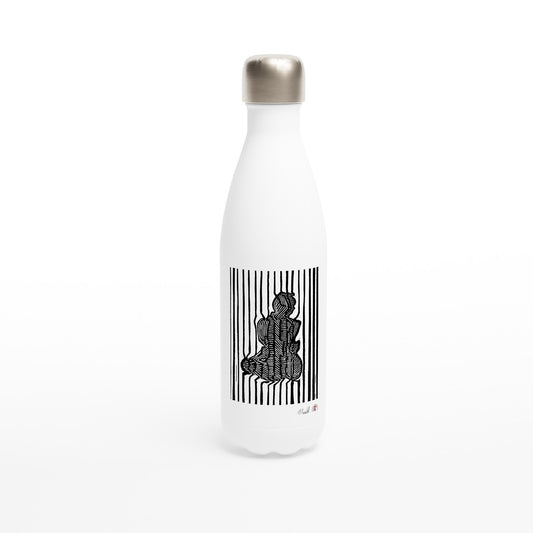 Stainless steel bottle with the linocut “Stripes” – view 1