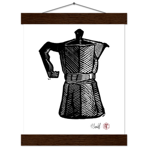 Moka Pot — Poster with wooden hanger 20 × 25 cm