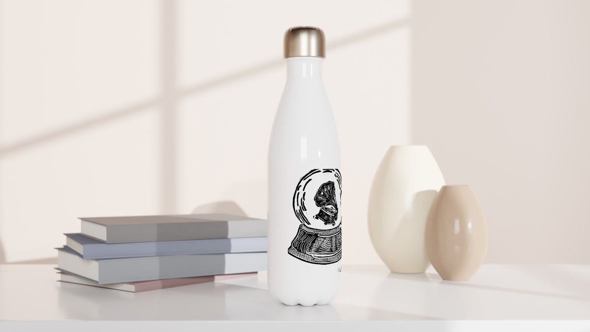 Stainless steel bottle with the linocut “Snow Globe Gramophone” – view 3