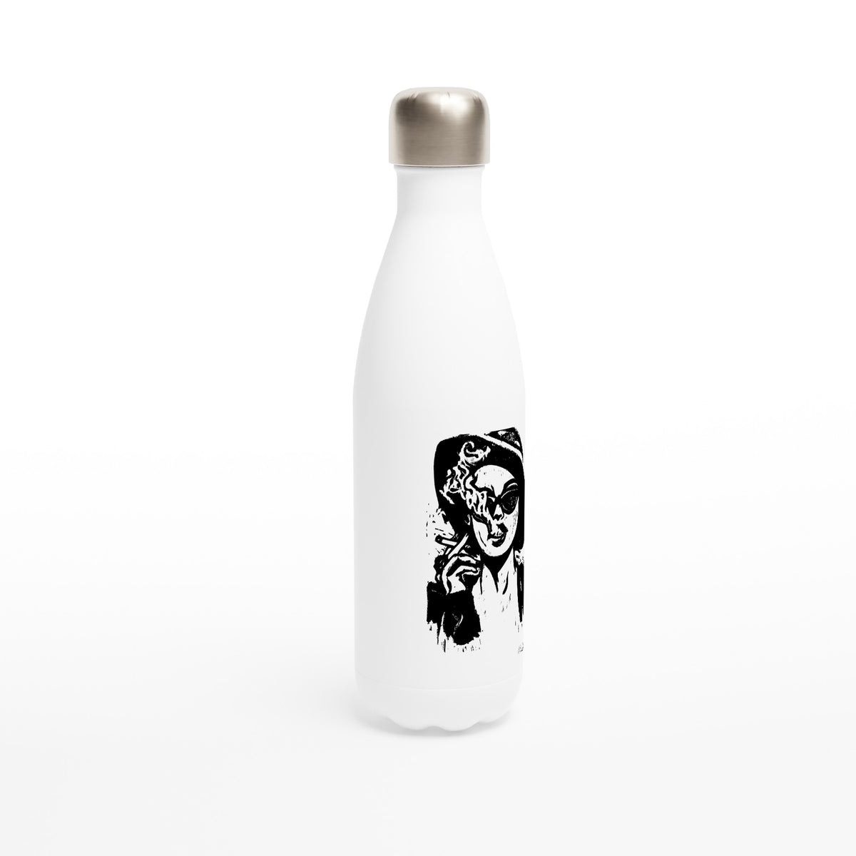 Stainless steel bottle with the linocut “Smoke” – view 2