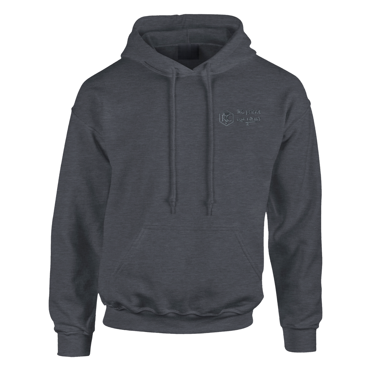 RC prints hoodie, dark heather grey