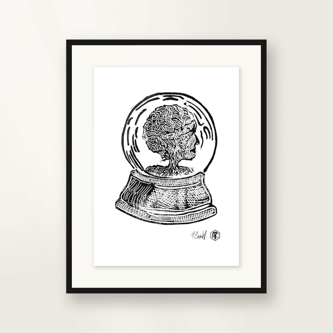 Snow Globe Tree — small format, framed