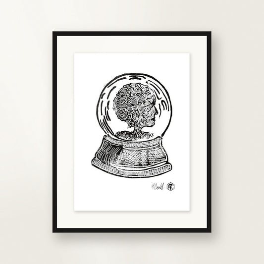 Snow Globe Tree — small format, framed