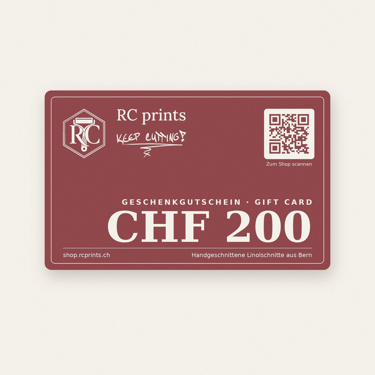 RC prints gift card CHF 200